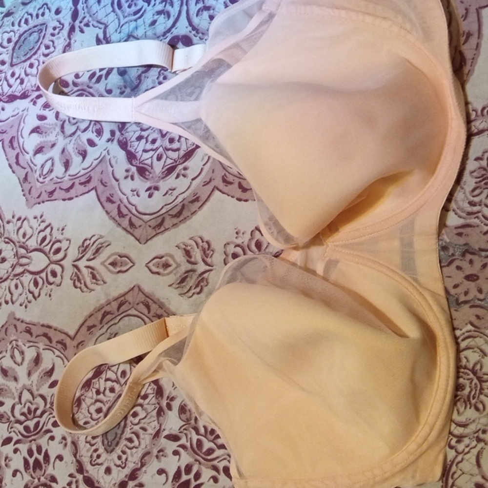 Peach colored bra.